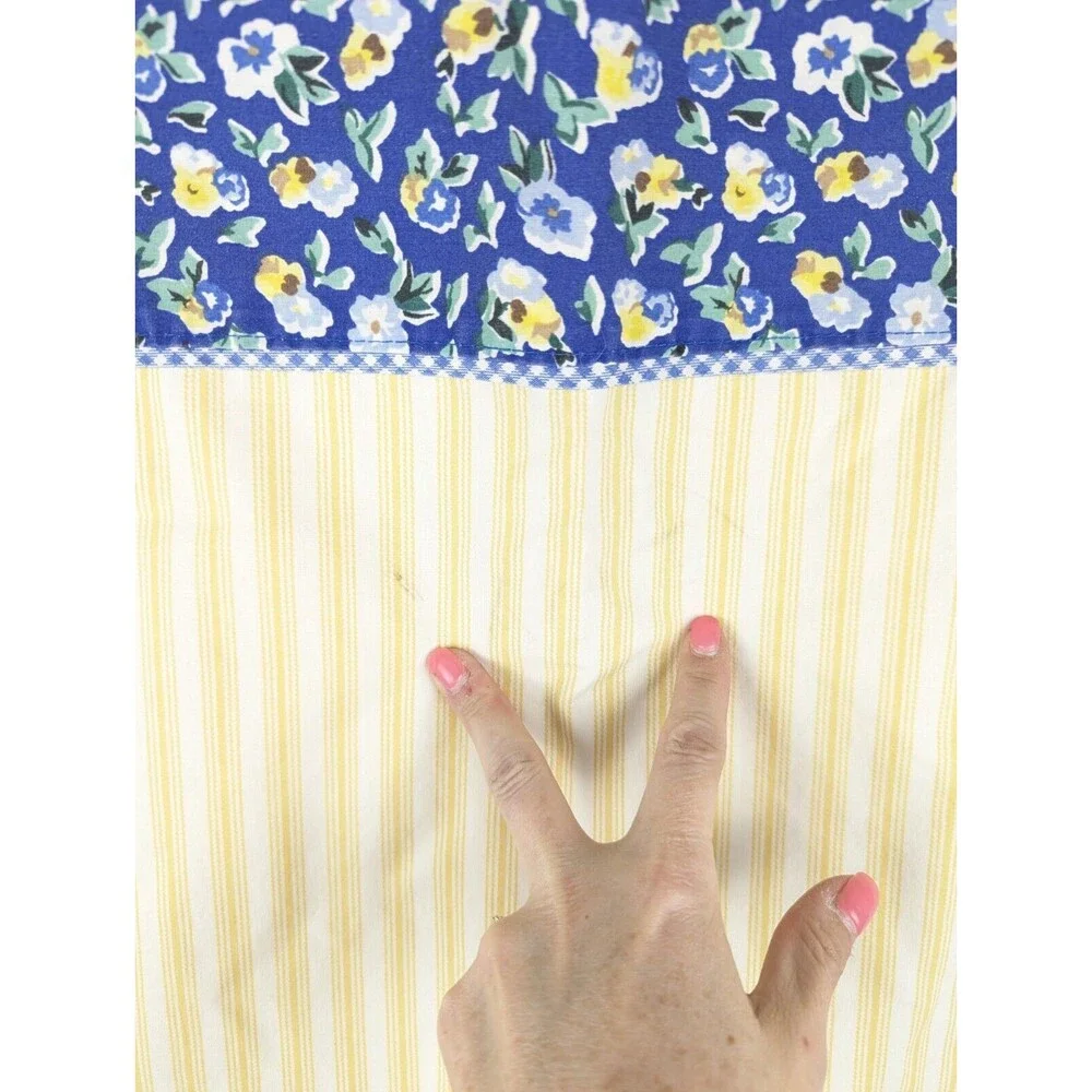 Waverly Primrose Shams Standard Blue Yellow Stripe Floral Cottage‎